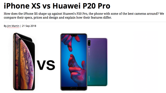 論拍照，華為P20 Pro和iPhone XS誰更強？外媒這樣說