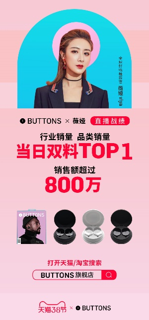 薇婭直播銷售破 800 萬，BUTTONS 榮登當(dāng)日雙冠王
