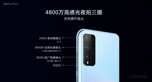 麒麟810+4800萬三攝+屏幕指紋，榮耀Play4T系列正式亮相