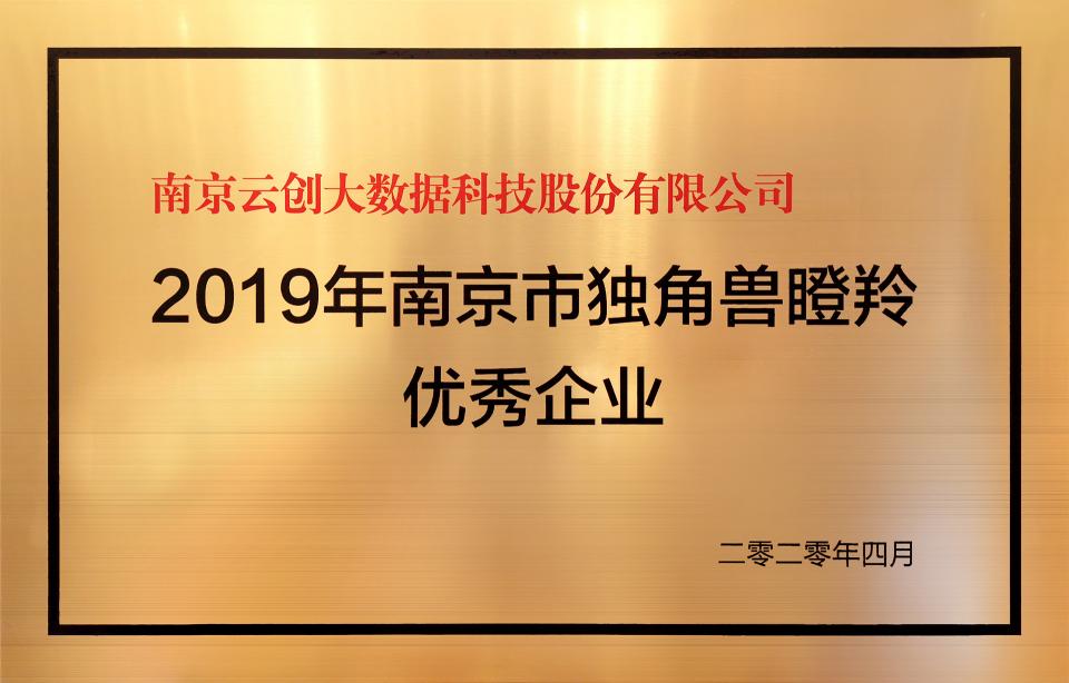 喜訊！云創(chuàng)大數(shù)據(jù)膺選“2019年南京市獨角獸瞪羚優(yōu)秀企業(yè)”！