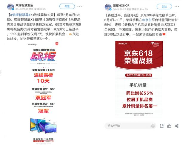榮耀京東618大獲成功：手機(jī)銷量排行第一