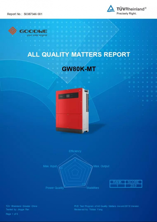 商用光伏大功率光伏逆變器80kW第一！固德威連續(xù)5年拿下唯一儲能系統(tǒng)優(yōu)勝獎！