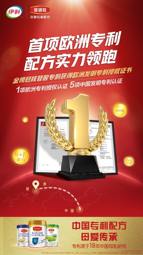 專利配方實力領跑，伊利金領冠“中國專利配方”再獲世界權威專利機構認可