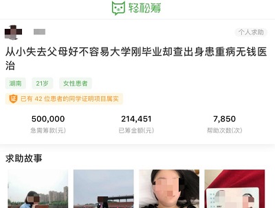 湖南21歲女孩大生患上罕見病，輕松籌上21萬善款助力女孩治療