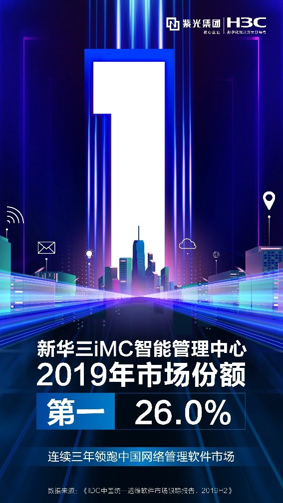 紫光股份旗下新華三iMC領(lǐng)跑中國網(wǎng)絡(luò)管理軟件市場，蟬聯(lián)市場份額第一