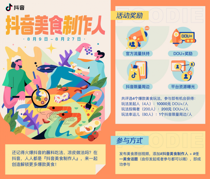 抖音1億流量招募“美食制作人”，與創(chuàng)作者解鎖爆款美味