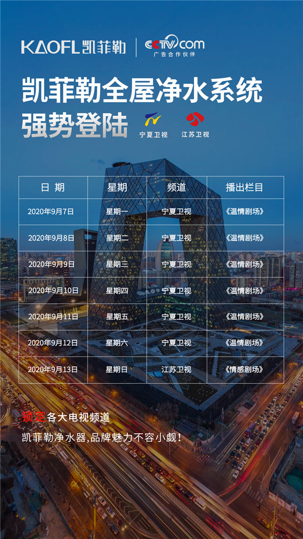 凈水器十大品牌凱菲勒央視廣告持續(xù)熱播，大平臺成就大品牌