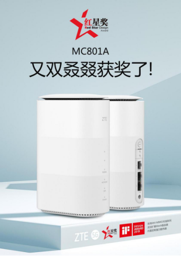中興5G室內(nèi)路由器MC801A喜獲“2020中國設(shè)計(jì)紅星獎(jiǎng)”