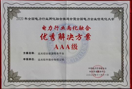 遠(yuǎn)光軟件榮獲四項“電力行業(yè)兩化融合優(yōu)秀解決方案”
