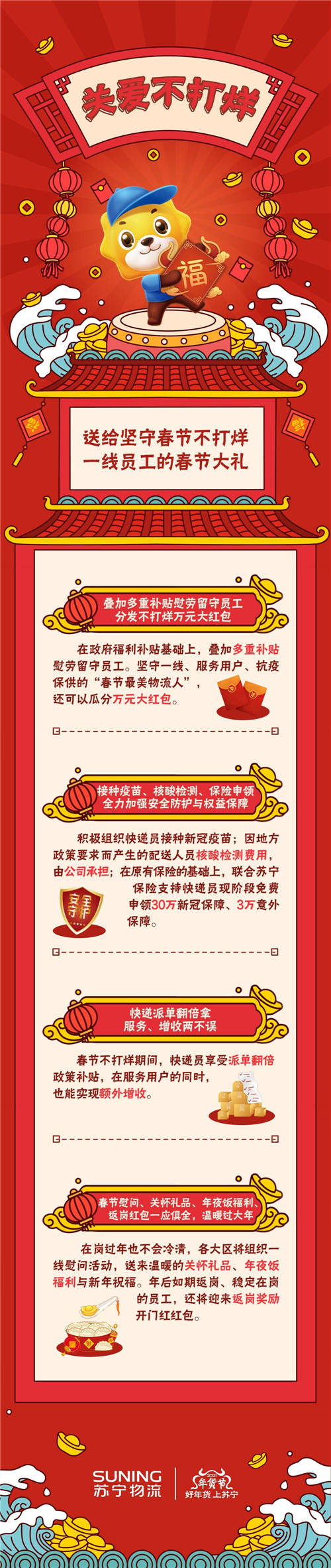 關(guān)愛不打烊！蘇寧物流“暖蜂”大禮包保障一線員工溫暖過年