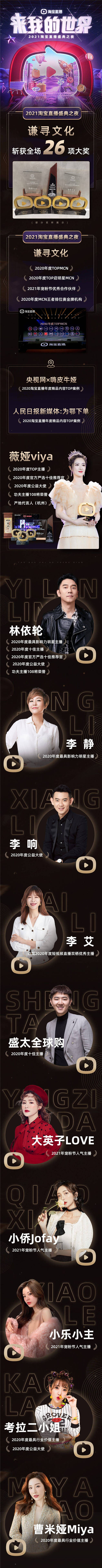 謙尋榮獲2021淘寶直播盛典26項(xiàng)大獎(jiǎng)，薇婭攜團(tuán)隊(duì)驚艷亮相紅毯