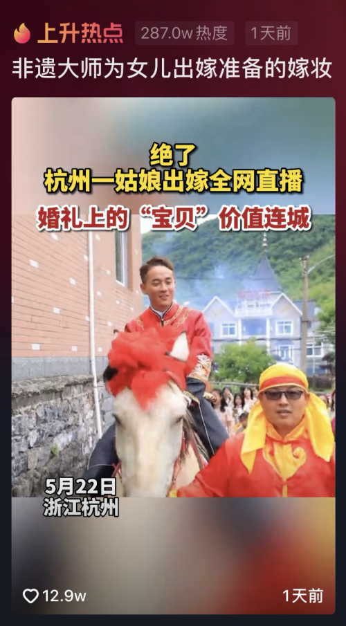 抖音非遺大師為女兒準備嫁妝，婚禮上的寶貝價值連城