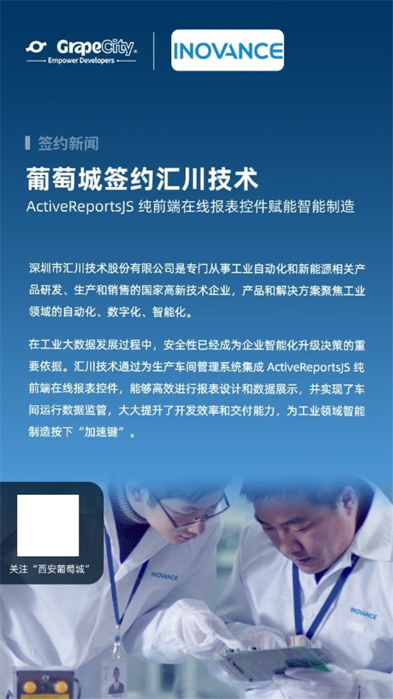 葡萄城攜手匯川技術(shù)，ActiveReportsJS報表控件賦能智能制造