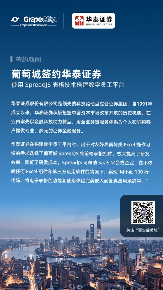 華泰證券使用SpreadJS表格技術(shù)搭建數(shù)字員工平臺，促進(jìn)數(shù)字中國高質(zhì)量發(fā)展