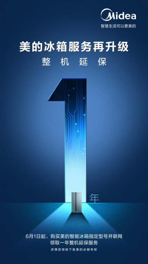 延保1年！美的冰箱率先推出延保政策，讓消費者用得安心！