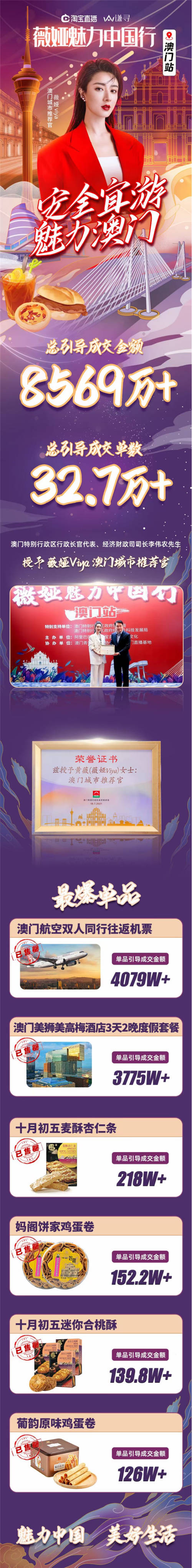 薇婭成為“澳門(mén)城市推薦官” 創(chuàng)新玩法助力鍛造城市新名片