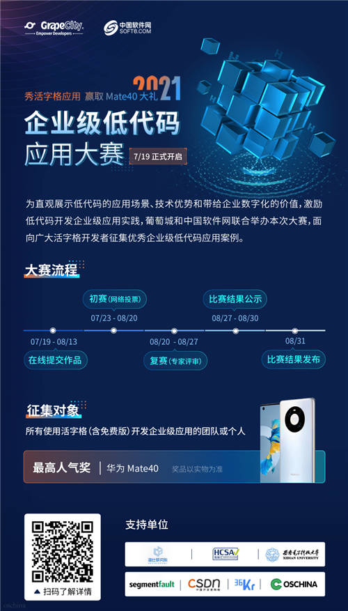火熱進(jìn)行中！2021企業(yè)級低代碼應(yīng)用大賽，活字格應(yīng)用秀出圈