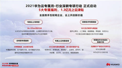1.3億上云津貼，5大福利，華為云專屬月全面深耕互聯(lián)網(wǎng)行業(yè)