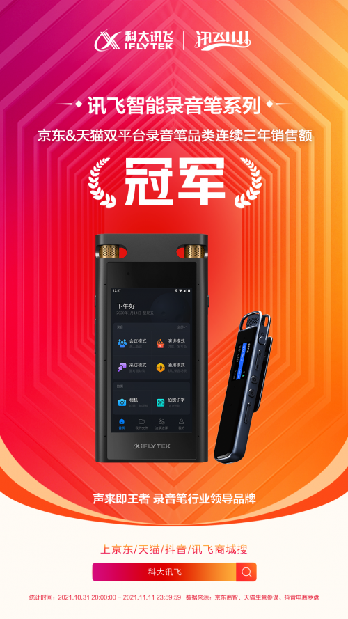 科大訊飛雙11超級戰(zhàn)報出爐?AI國貨再成新潮爆品