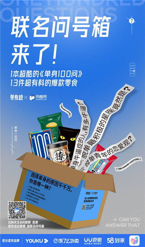 單身終極100問！問卷網(wǎng)x單身糧跨界聯(lián)名，傳遞新生力量