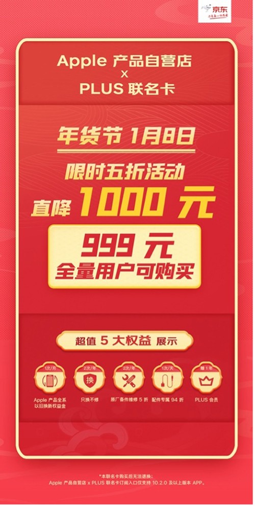 1.8日感恩回饋 Apple產(chǎn)品自營(yíng)店x PLUS聯(lián)名卡直降1000元