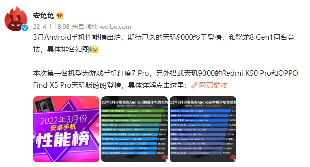 天璣9000性能太剛了！多款旗艦機(jī)成功殺進(jìn)安兔兔安卓旗艦榜前十