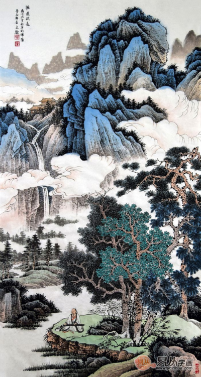 玄關裝飾掛什么畫？許吉爾手繪山水打造藝術(shù)家居！