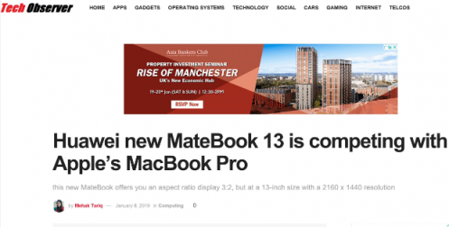 輕薄本新勢力，華為MateBook 13筆記本深空灰即將亮相