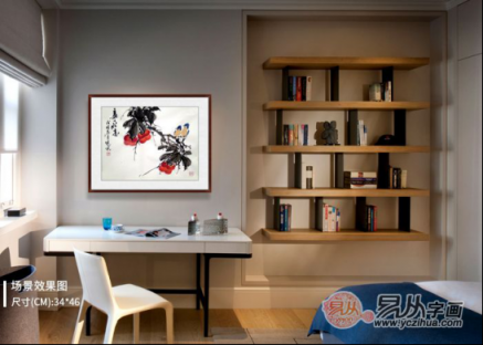 文雅的書房裝飾掛畫，精品水墨寫意花鳥畫作品