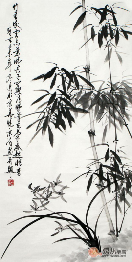 文雅的書房裝飾掛畫，精品水墨寫意花鳥畫作品