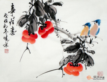 文雅的書房裝飾掛畫，精品水墨寫意花鳥畫作品