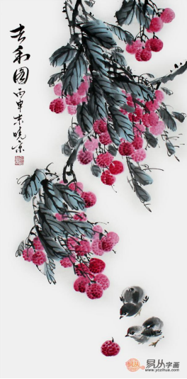 文雅的書房裝飾掛畫，精品水墨寫意花鳥畫作品