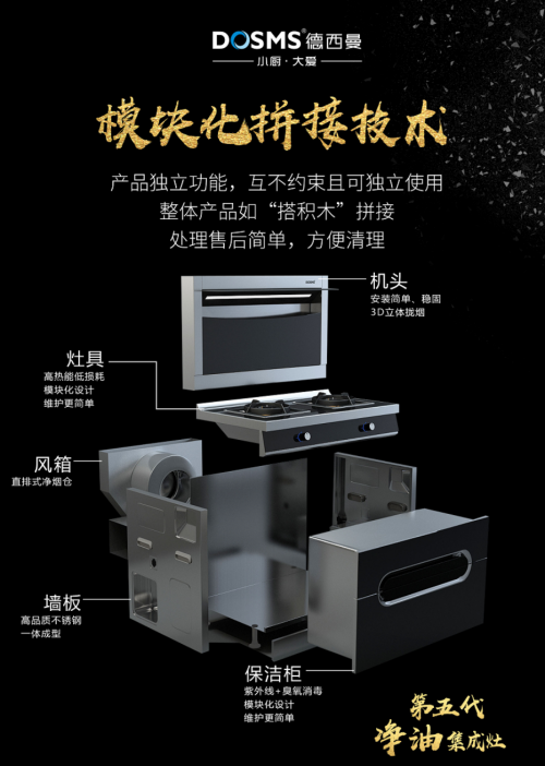 單元體模塊化拼接技術(shù)，集成灶十大品牌讓你省心省力！