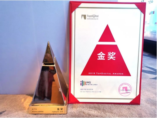 IMS天下秀再獲TopDigital創(chuàng)新獎(jiǎng)案例金獎(jiǎng)！