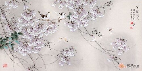客廳裝修設(shè)計(jì)離不開一幅字畫，國(guó)畫花鳥畫打造溫馨和諧氛圍