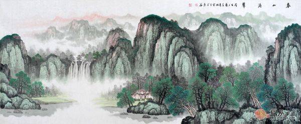 客廳里掛什么字畫好，名家手繪山水畫讓家里沒出新高度