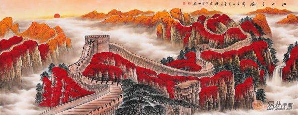 客廳沙發(fā)背景墻掛什么畫好，手繪山水當(dāng)顏值與風(fēng)水的完美結(jié)合
