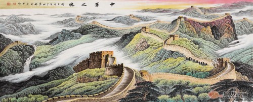 沙發(fā)背景墻上裝飾畫，手繪山水高雅藝術(shù)有品位