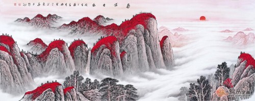沙發(fā)背景墻上裝飾畫，手繪山水高雅藝術(shù)有品位