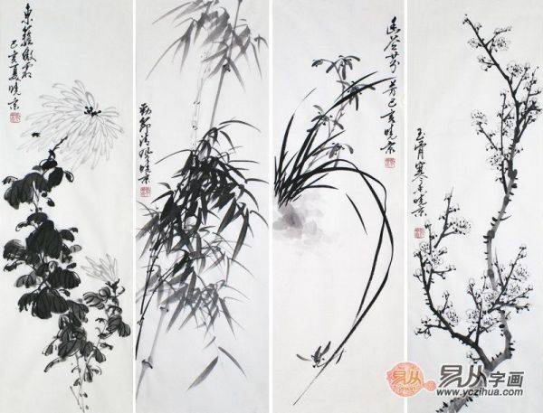 書(shū)房掛畫(huà)推薦：古典詩(shī)人鄭曉京作品 四君子梅蘭竹菊