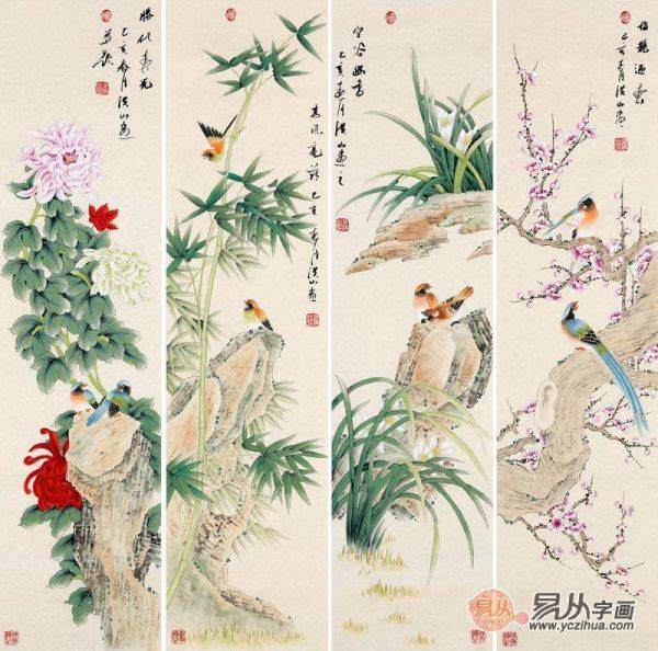 這些精美的沙發(fā)背景墻花鳥畫，絕對吸人眼球！