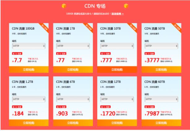 七牛云雙11云采購嘉年華，CDN、云存儲等資源包低至1折