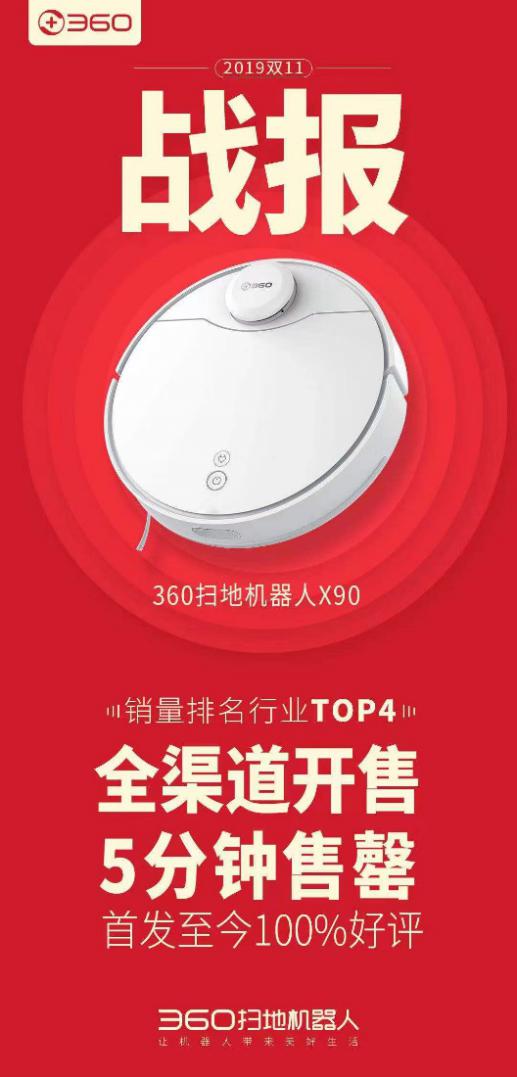雙十一爆品誕生！360掃地機(jī)器人X90五分鐘售罄
