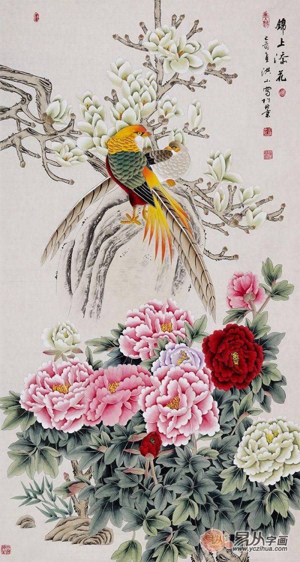 進(jìn)門玄關(guān)裝飾畫(huà)掛什么好，易從網(wǎng)力薦的這些豎幅花鳥(niǎo)畫(huà)最合適