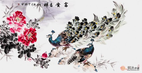 家里掛花鳥畫好嗎？丁珂手繪牡丹國(guó)畫，掛在家里好看又吉祥