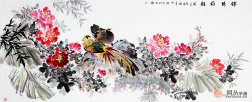 家里掛花鳥畫好嗎？丁珂手繪牡丹國(guó)畫，掛在家里好看又吉祥