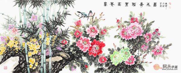 客廳內(nèi)掛什么字畫好，吉祥又有品的名家石開花鳥畫匯總