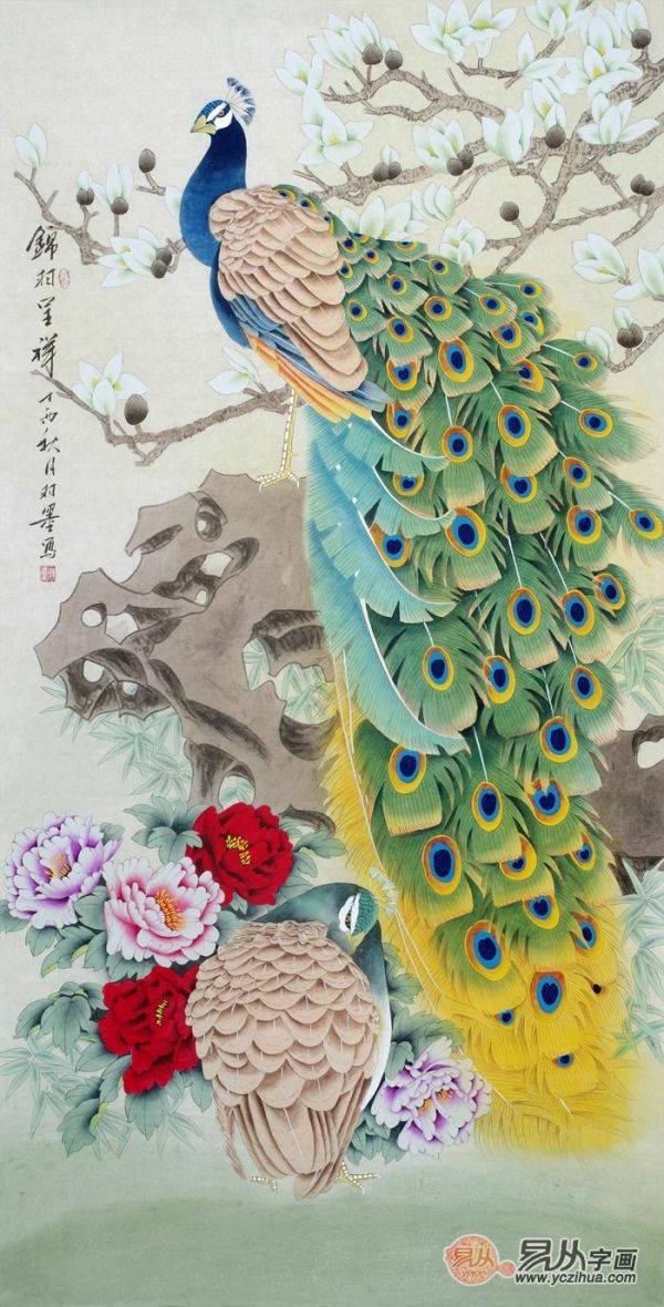 進(jìn)門玄關(guān)掛什么畫比較合適，可以掛在玄關(guān)的花鳥國畫作品有這些