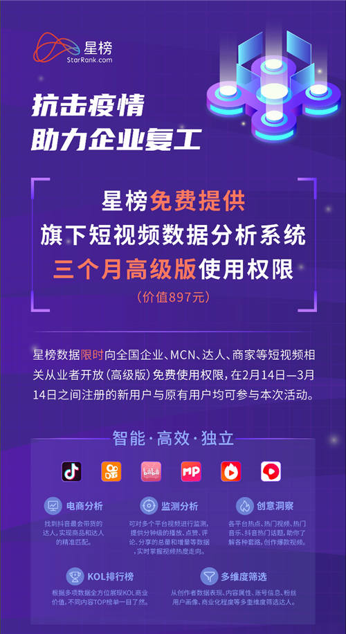 抗擊疫情，星榜開(kāi)放抖音數(shù)據(jù)分析系統(tǒng)