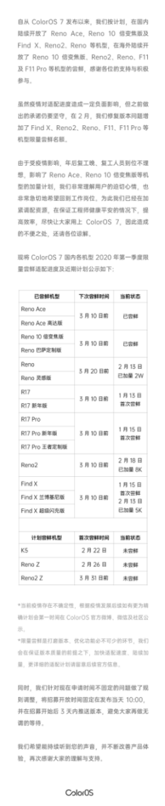 ColorOS 公布近期限量適配計(jì)劃，你關(guān)心的機(jī)型這里都有